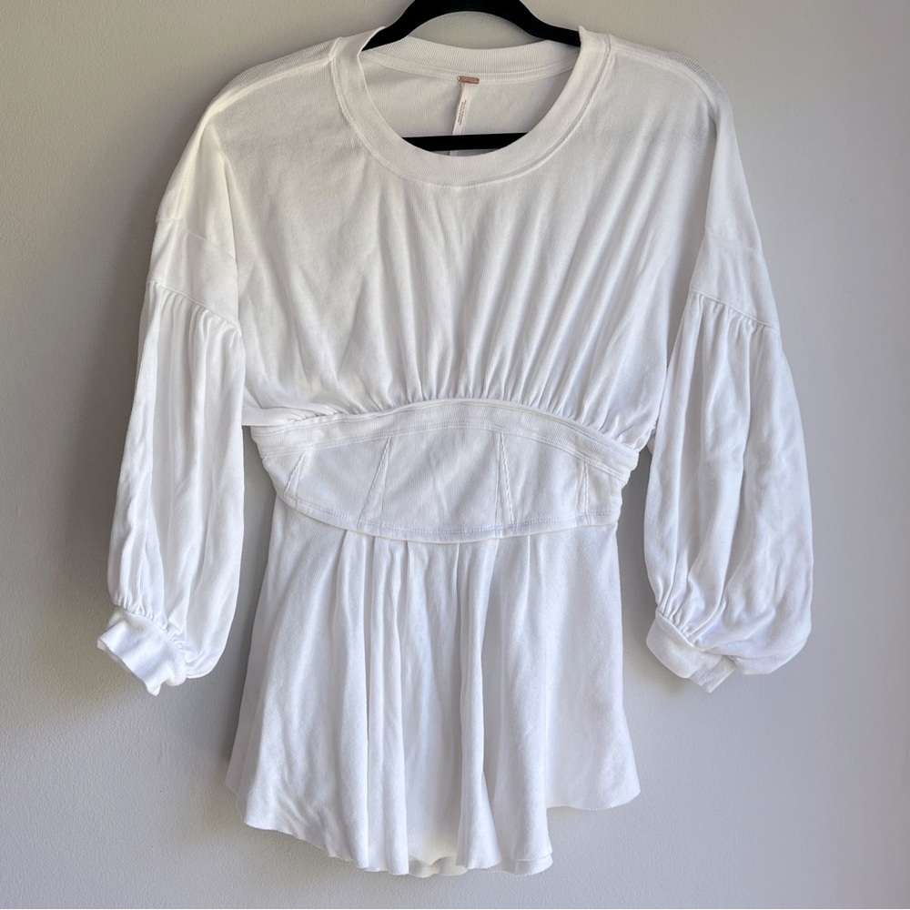 COPY - Free People Time Traveler Soft Stretch Knit Top White size Small - Picture 3 of 3